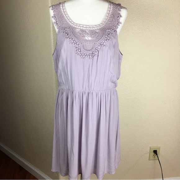 Forever 21 Dresses & Skirts - FOREVER 21+ Crochet Yoke Fit & Flare Lilac Dress Size 1X
